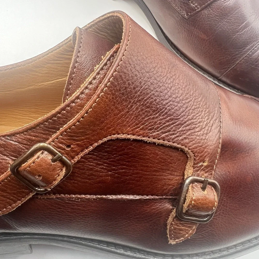 Hadley London Double Monk Strap Leather Dress‎ Shoe Sz 10 Brown Made In Portugal